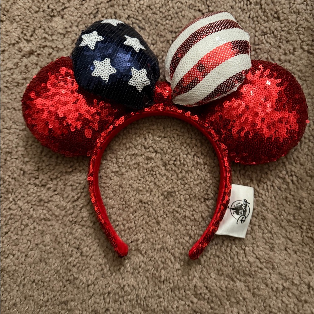 Disney Patriotic Red Sequin Minnie Ears